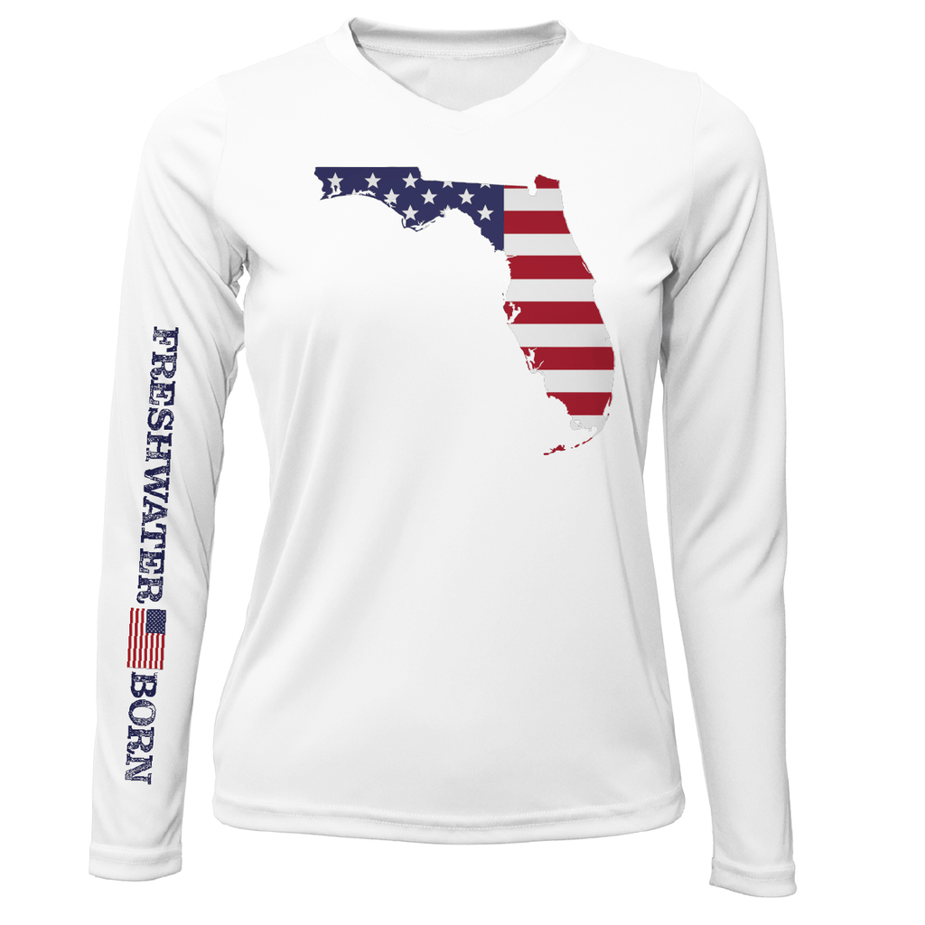Saltwater Born Shirts State of Florida USA Freshwater Born Women's Long Sleeve UPF 50+ Dry-Fit Shirt