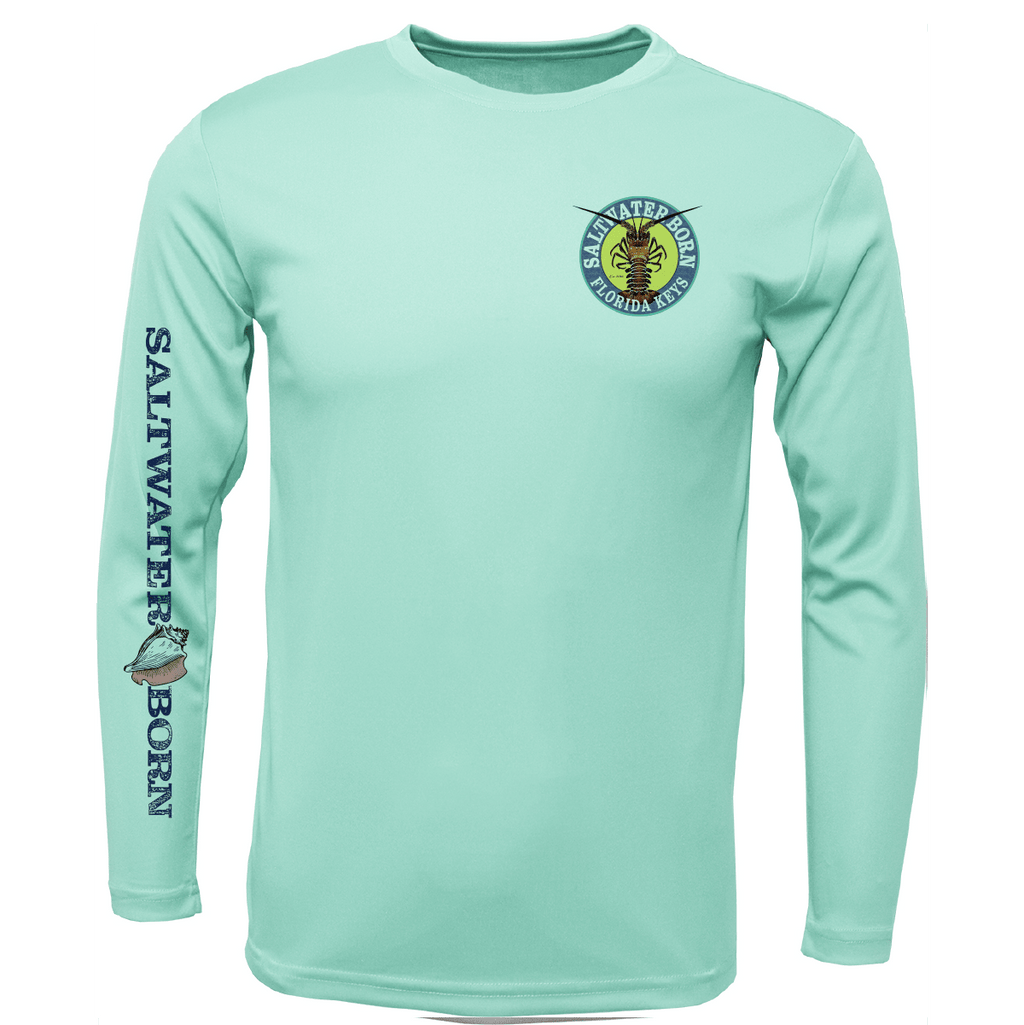 Saltwater Born Shirts & Tops Florida Keys Realistic Lobster Men's Long Sleeve UPF 50+ Dry-Fit Shirt