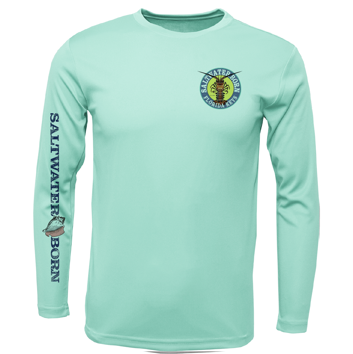 Saltwater Born Shirts & Tops Florida Keys Realistic Lobster Men's Long Sleeve UPF 50+ Dry-Fit Shirt