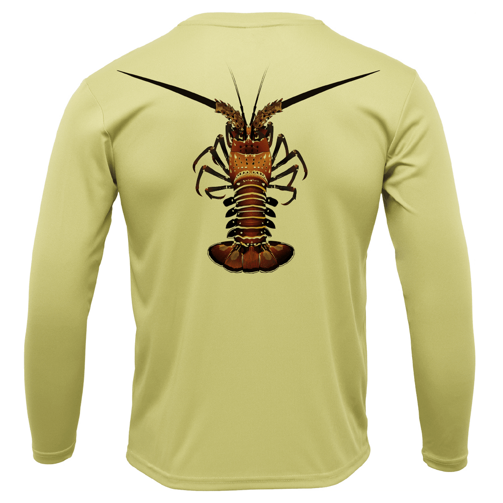 Key West, FL Realistic Lobster Long Sleeve UPF 50+ Dry-Fit Shirt in Lime Green | Size Small