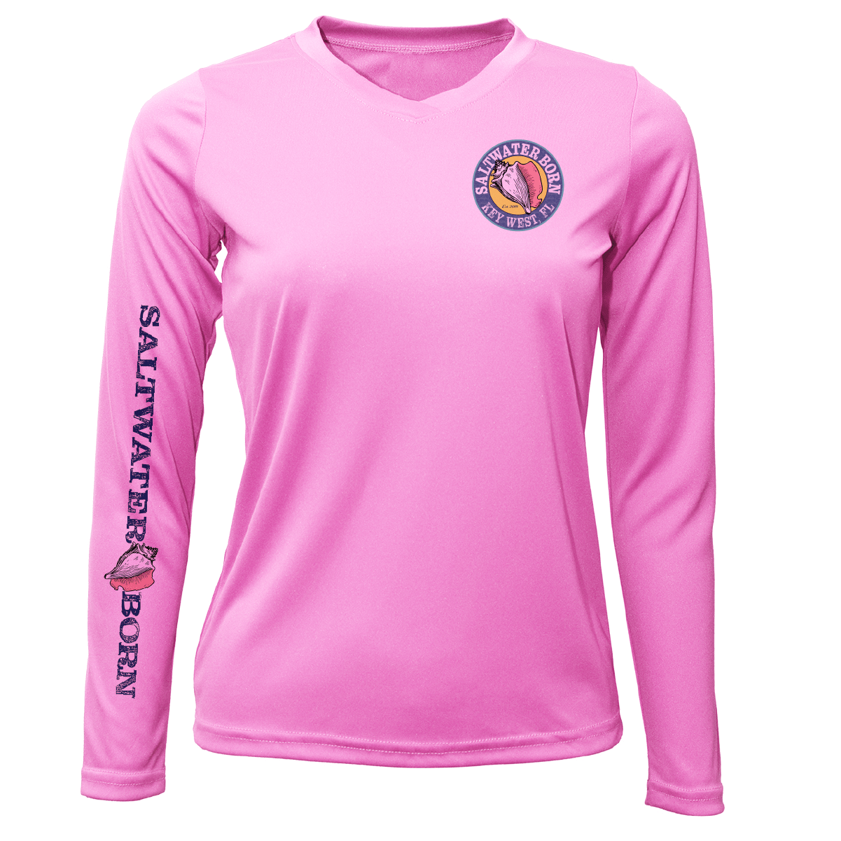 Saltwater Born Shirts & Tops Key West "The Beach Gives me Porpoise" Women's Long Sleeve UPF 50+ Dry-Fit Shirt