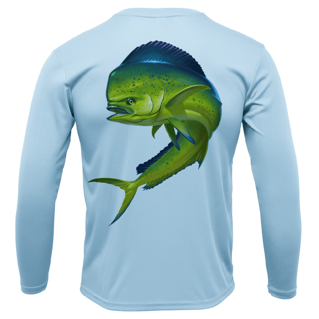 Saltwater Born Shirts & Tops S / ICE BLUE Key West, FL Action Mahi Long Sleeve UPF 50+ Dry-Fit Shirt
