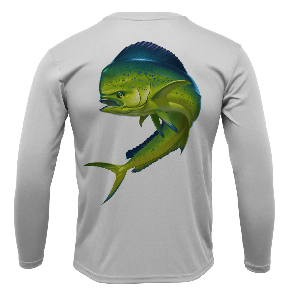 Saltwater Born Shirts & Tops S / SILVER Key West, FL Action Mahi Long Sleeve UPF 50+ Dry-Fit Shirt