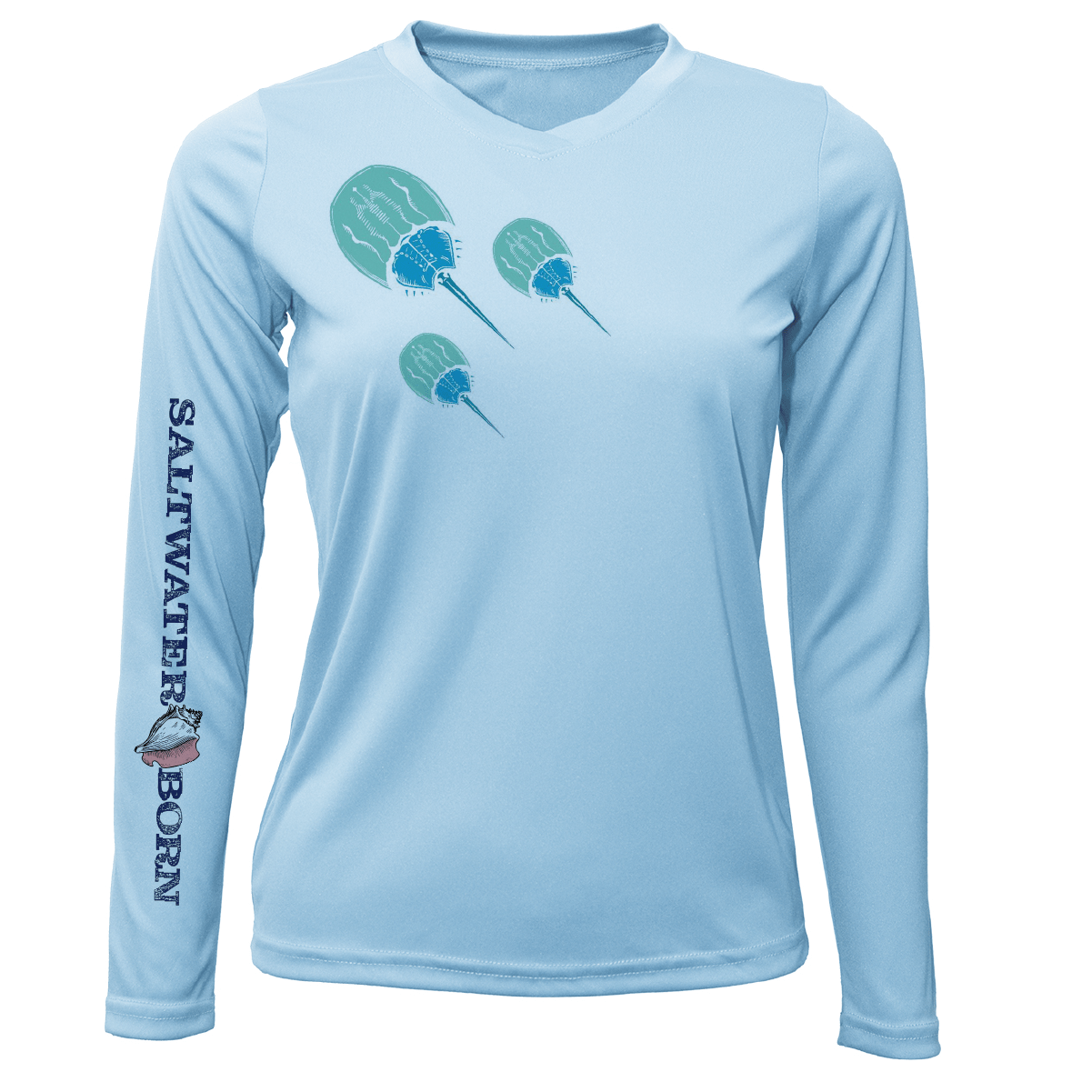 Saltwater Born Shirts & Tops XS / ICE BLUE Key West Horseshoe Crab Women's Long Sleeve UPF 50+ Dry-Fit Shirt