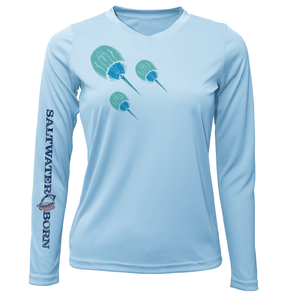 Saltwater Born Shirts & Tops XS / ICE BLUE Key West Horseshoe Crab Women's Long Sleeve UPF 50+ Dry-Fit Shirt