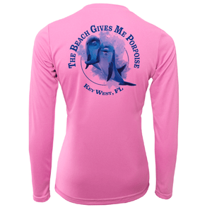 Saltwater Born Shirts & Tops XS / PINK Key West "The Beach Gives me Porpoise" Women's Long Sleeve UPF 50+ Dry-Fit Shirt
