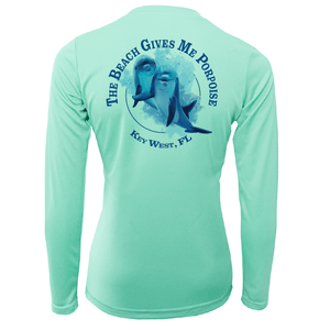 Saltwater Born Shirts & Tops XS / SEAFOAM Key West "The Beach Gives me Porpoise" Women's Long Sleeve UPF 50+ Dry-Fit Shirt