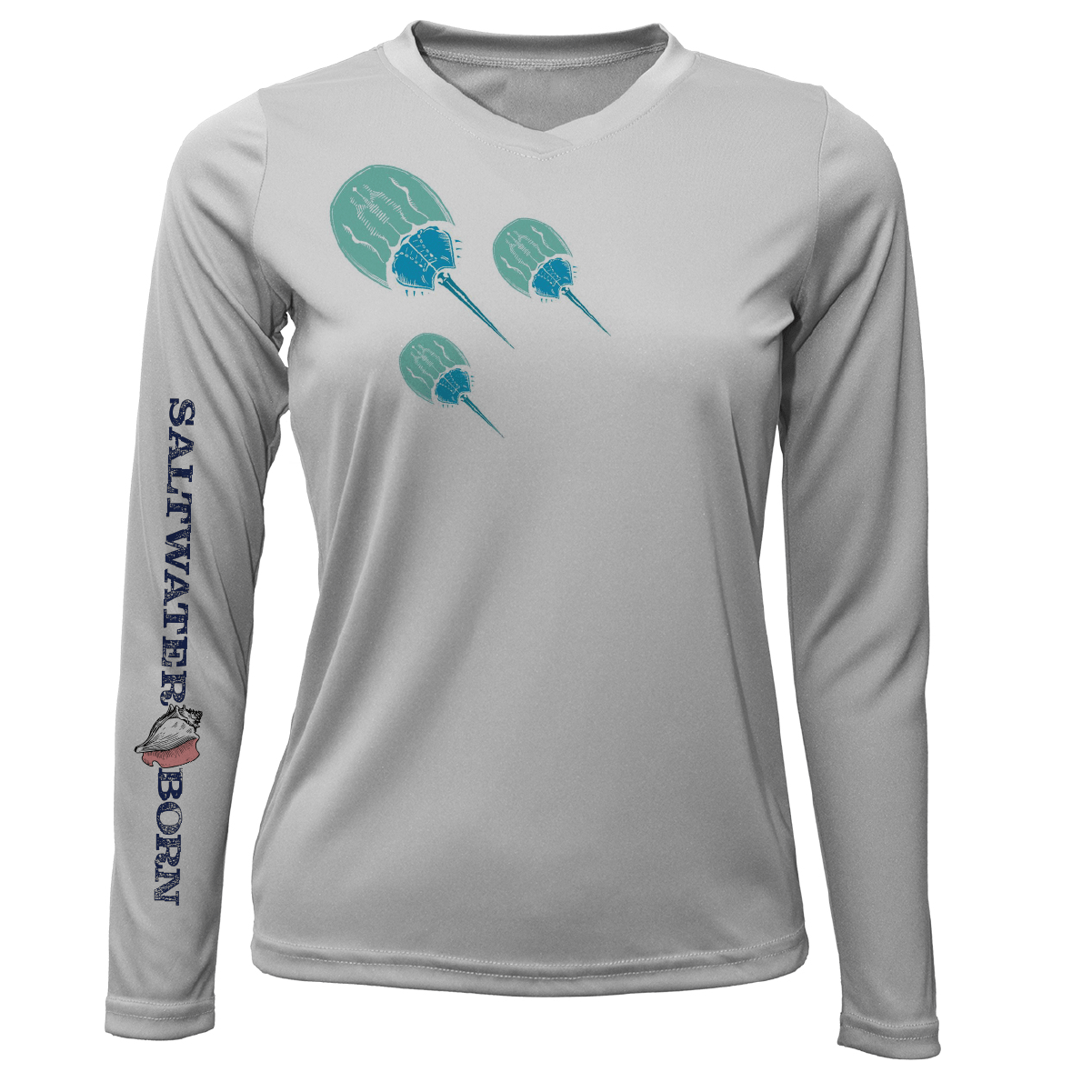 Saltwater Born Shirts & Tops XS / SILVER Key West Horseshoe Crab Women's Long Sleeve UPF 50+ Dry-Fit Shirt