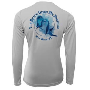 Saltwater Born Shirts & Tops XS / SILVER Key West "The Beach Gives me Porpoise" Women's Long Sleeve UPF 50+ Dry-Fit Shirt