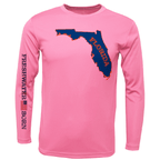 Saltwater Born Shirts UF Orange and Blue Freshwater Born Girl's Long Sleeve UPF 50+ Dry-Fit Shirt