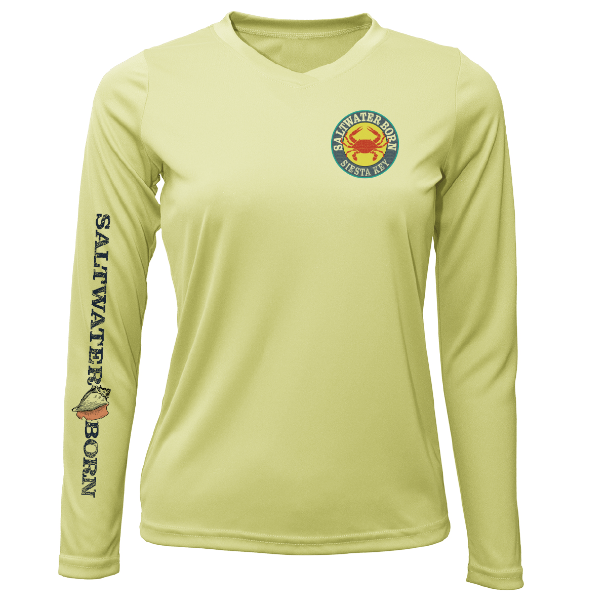 Saltwater Born Shirts XS / CANARY Siesta Key Steamed Crab Women's Long Sleeve UPF 50+ Dry-Fit Shirt