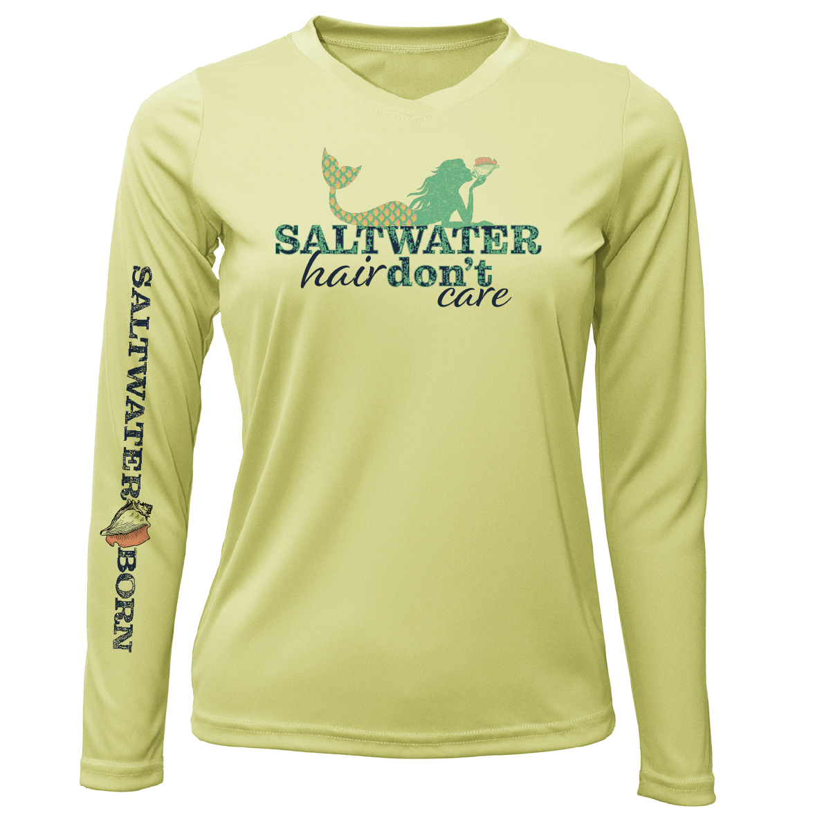 Saltwater Born Shirts XS / CANARY Tarpon Springs, FL "Saltwater Hair Don't Care" Long Sleeve UPF 50+ Dry-Fit Shirt
