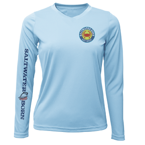 Saltwater Born Shirts XS / ICE BLUE Key West Steamed Crab Women's Long Sleeve UPF 50+ Dry-Fit Shirt