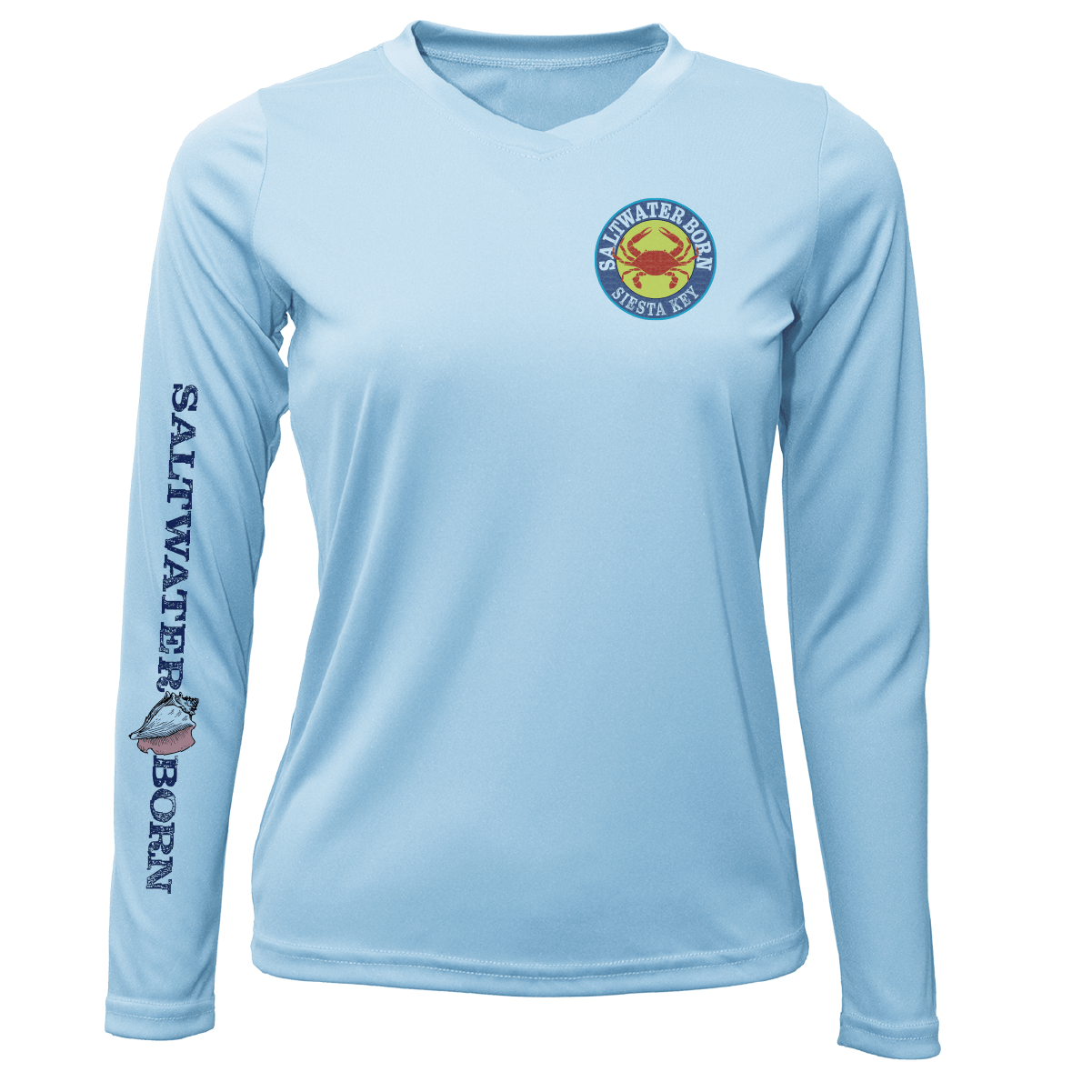 Saltwater Born Shirts XS / ICE BLUE Siesta Key Steamed Crab Women's Long Sleeve UPF 50+ Dry-Fit Shirt