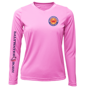 Saltwater Born Shirts XS / PINK Siesta Key Steamed Crab Women's Long Sleeve UPF 50+ Dry-Fit Shirt