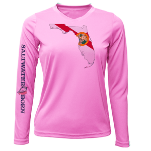Saltwater Born Shirts XS / PINK State of Florida Long Sleeve UPF 50+ Dry-Fit Shirt