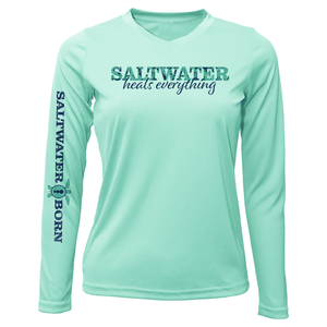 Saltwater Born Shirts XS / SEAFOAM Siesta Key "Saltwater Heals Everything" Long Sleeve UPF 50+ Dry-Fit Shirt