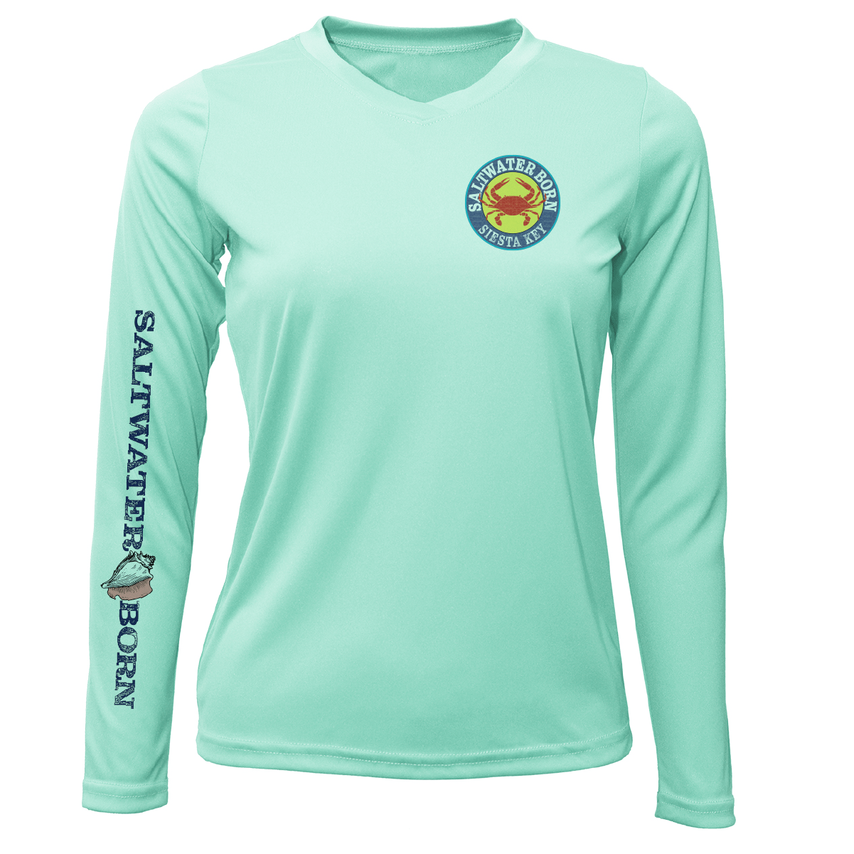Saltwater Born Shirts XS / SEAFOAM Siesta Key Steamed Crab Women's Long Sleeve UPF 50+ Dry-Fit Shirt