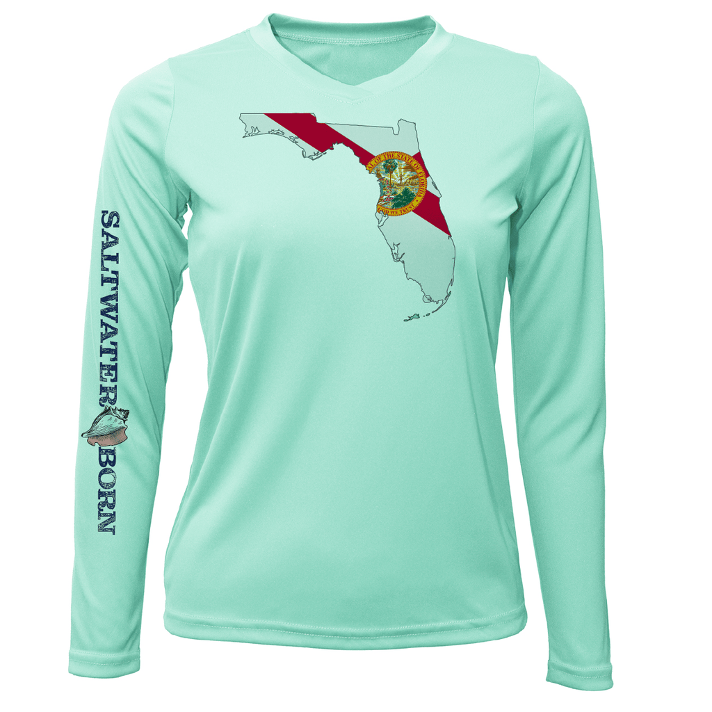 Saltwater Born Shirts XS / SEAFOAM State of Florida Long Sleeve UPF 50+ Dry-Fit Shirt