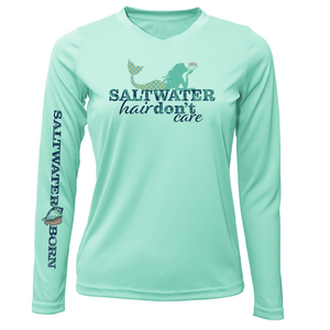 Saltwater Born Shirts XS / SEAFOAM Tarpon Springs, FL "Saltwater Hair Don't Care" Long Sleeve UPF 50+ Dry-Fit Shirt