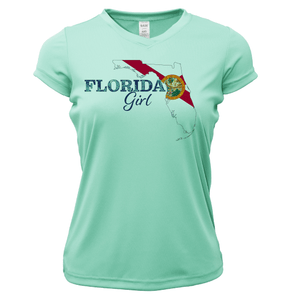 Saltwater Born Shirts XS / SEAFOAM Tarpon Springs Florida Girl Women's Short Sleeve UPF 50+ Dry-Fit Shirt
