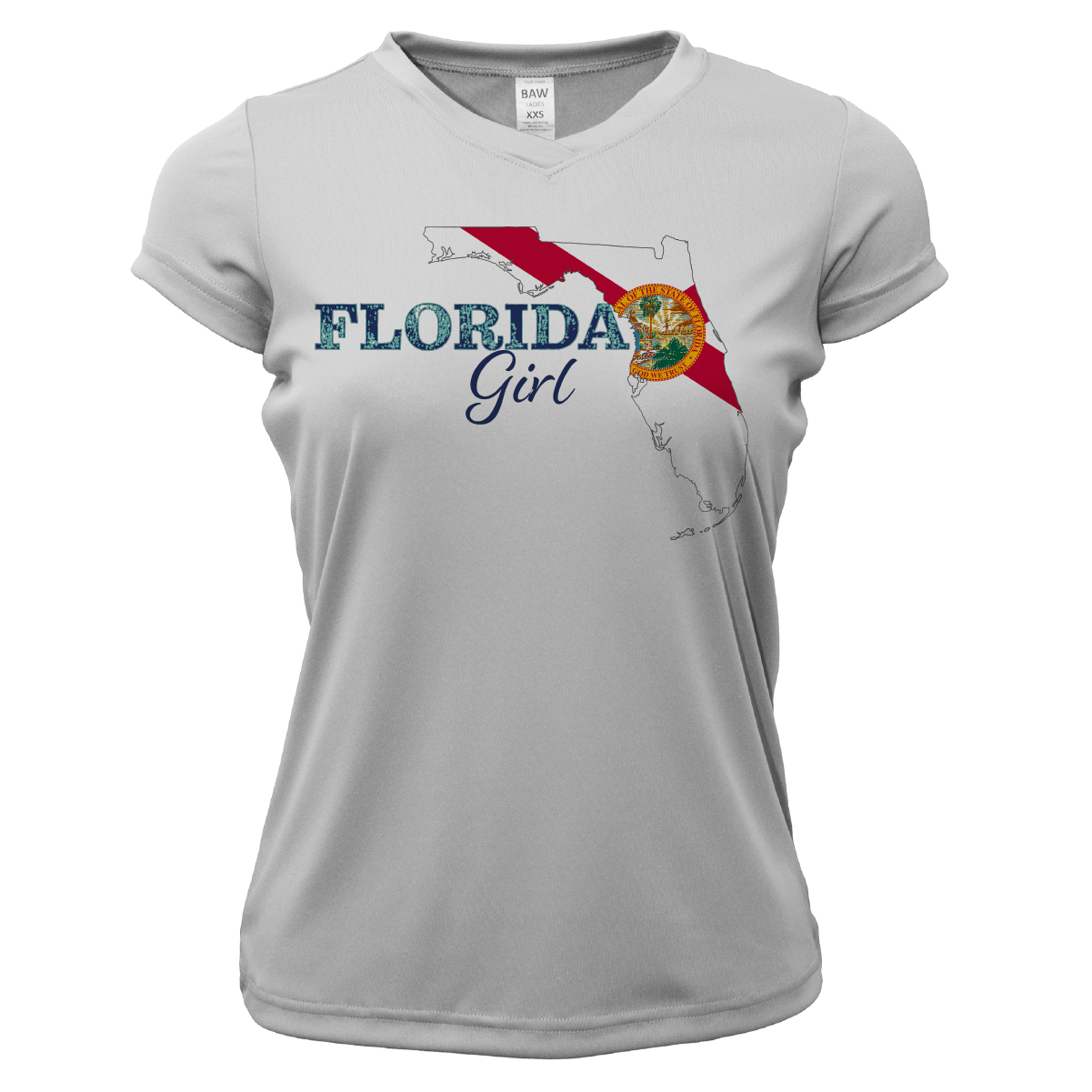 Saltwater Born Shirts XS / SILVER Tarpon Springs Florida Girl Women's Short Sleeve UPF 50+ Dry-Fit Shirt