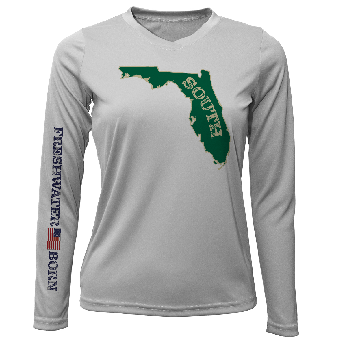 USF Green and Gold Freshwater Born Women's Long Sleeve UPF 50+ Dry-Fit Shirt in Seafoam | Size XS