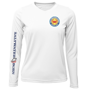 Saltwater Born Shirts XS / WHITE Siesta Key Steamed Crab Women's Long Sleeve UPF 50+ Dry-Fit Shirt
