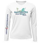 Saltwater Born Shirts XS / WHITE Tarpon Springs, FL "Saltwater Hair Don't Care" Long Sleeve UPF 50+ Dry-Fit Shirt