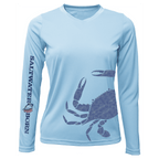 SALTWATER BORN Shirts XXS / ICE BLUE Blue Crab Wrap Women's Long Sleeve UPF 50+ Dry-Fit Shirt