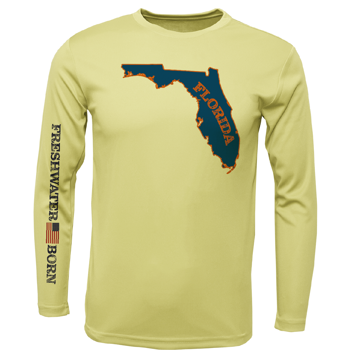 Saltwater Born Shirts YOUTH S / CANARY UF Orange and Blue Freshwater Born Boy's Long Sleeve UPF 50+ Dry-Fit Shirt