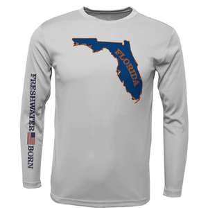 Saltwater Born Shirts YOUTH XS / SILVER UF Orange and Blue Freshwater Born Boy's Long Sleeve UPF 50+ Dry-Fit Shirt