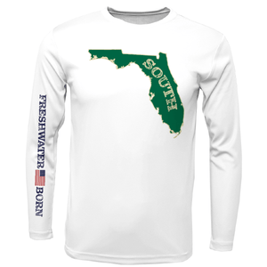 Saltwater Born Shirts YOUTH XS / WHITE USF Green and Gold Freshwater Born Boy's Long Sleeve UPF 50+ Dry-Fit Shirt