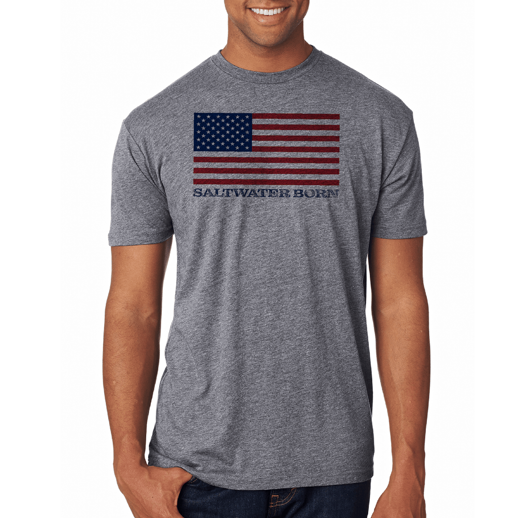 Saltwater Born Soft Tees Clean American Flag Soft Tee