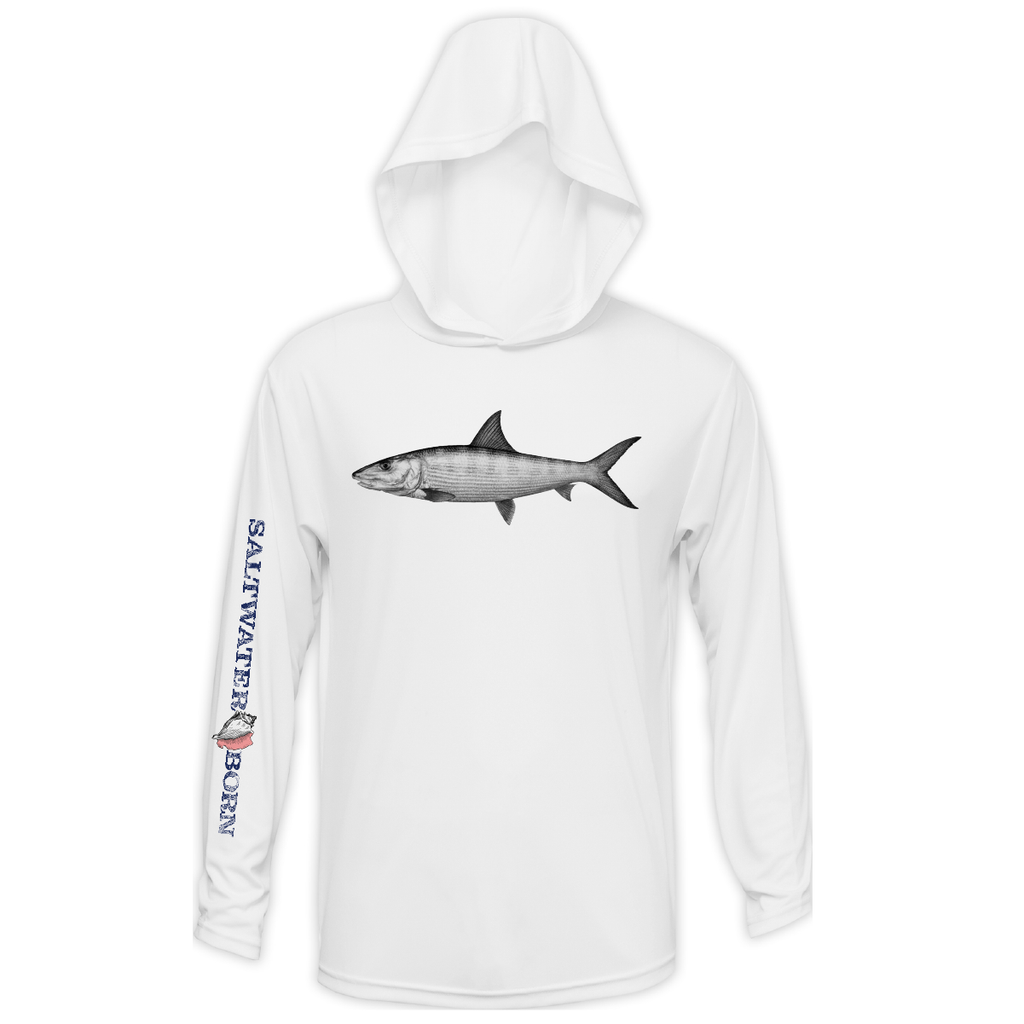 Saltwater Born UPF 50+ Hoodies Bonefish Long Sleeve UPF 50+ Dry-Fit Hoodie