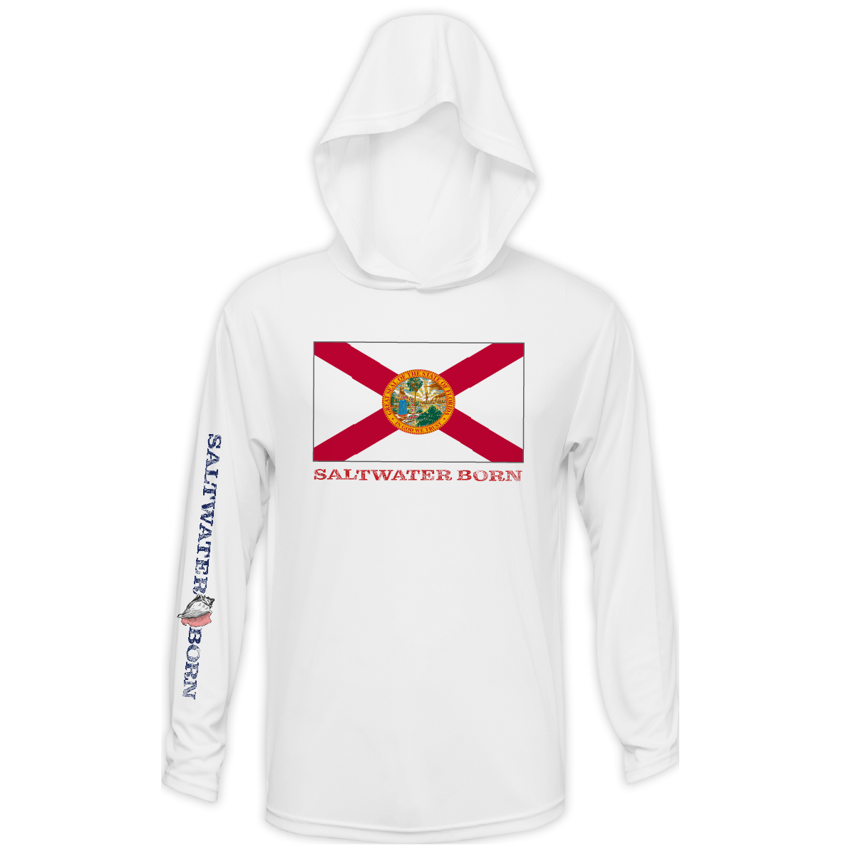 Saltwater Born UPF 50+ Hoodies Florida Flag Boys and Girls Long Sleeve UPF 50+ Dry-Fit Hoody
