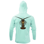 Saltwater Born UPF 50+ Hoodies Florida Keys Realistic Lobster Long Sleeve UPF 50+ Dry-Fit Hoodie