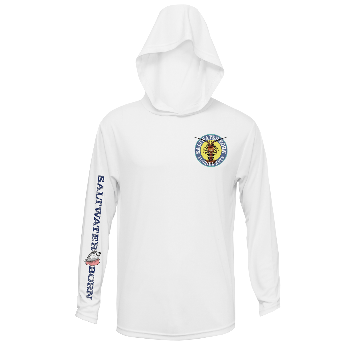 Saltwater Born UPF 50+ Hoodies Florida Keys Realistic Lobster Long Sleeve UPF 50+ Dry-Fit Hoodie