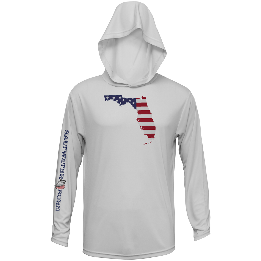 Saltwater Born UPF 50+ Hoodies Florida USA Long Sleeve UPF 50+ Dry-Fit Hoodie