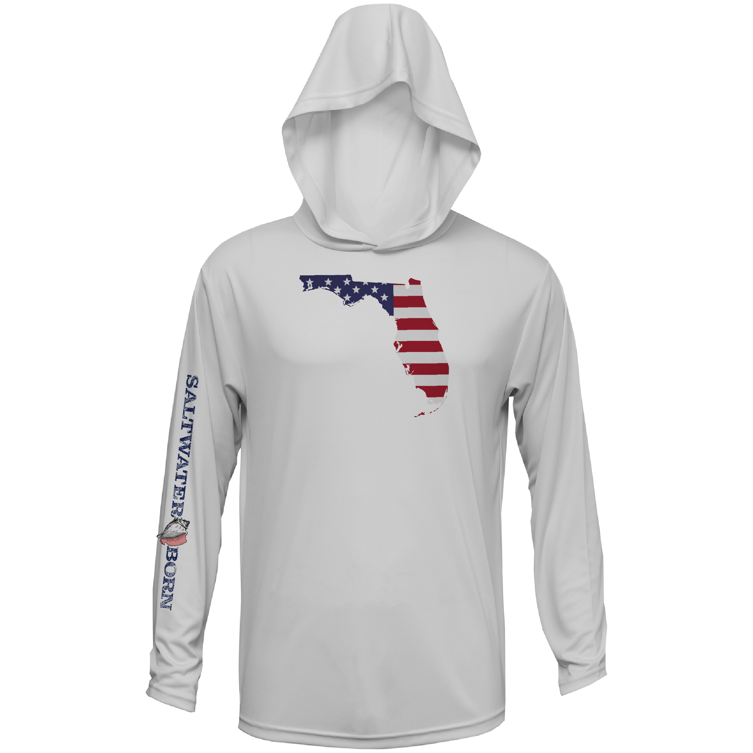 Saltwater Born UPF 50+ Hoodies Florida USA Long Sleeve UPF 50+ Dry-Fit Hoodie