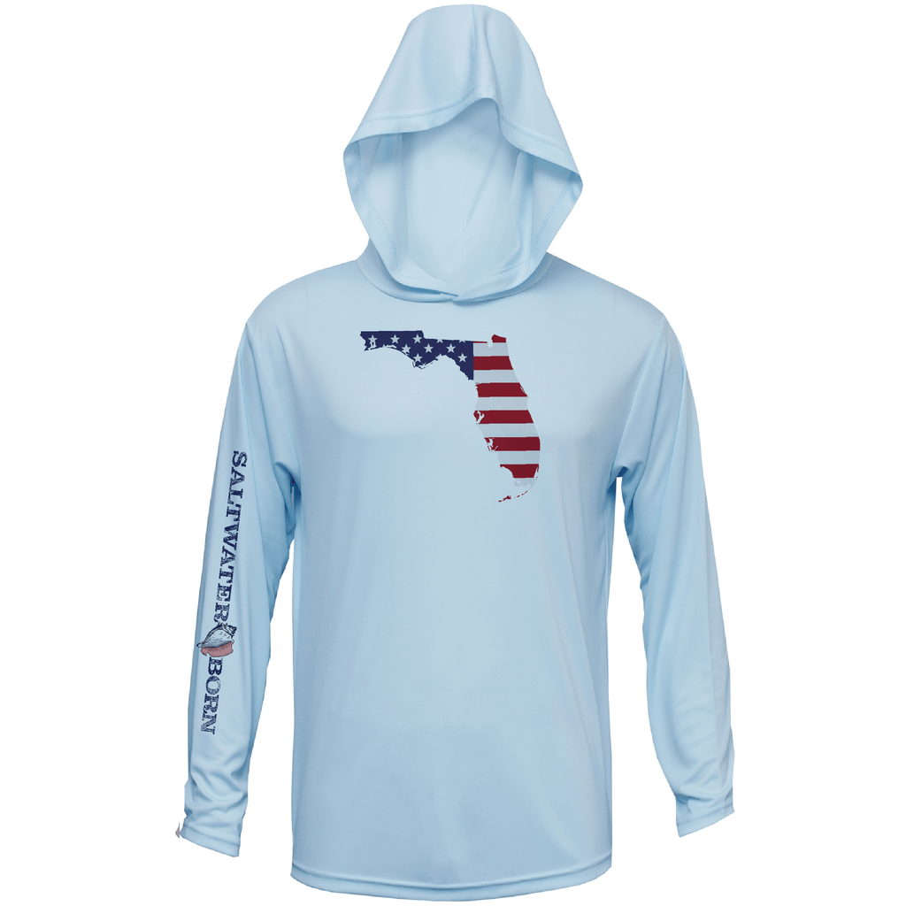Saltwater Born UPF 50+ Hoodies Florida USA Long Sleeve UPF 50+ Dry-Fit Hoodie