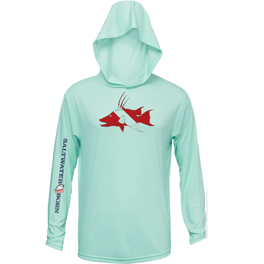 Saltwater Born UPF 50+ Hoodies Hogfish Diver Long Sleeve UPF 50+ Dry-Fit Hoodie