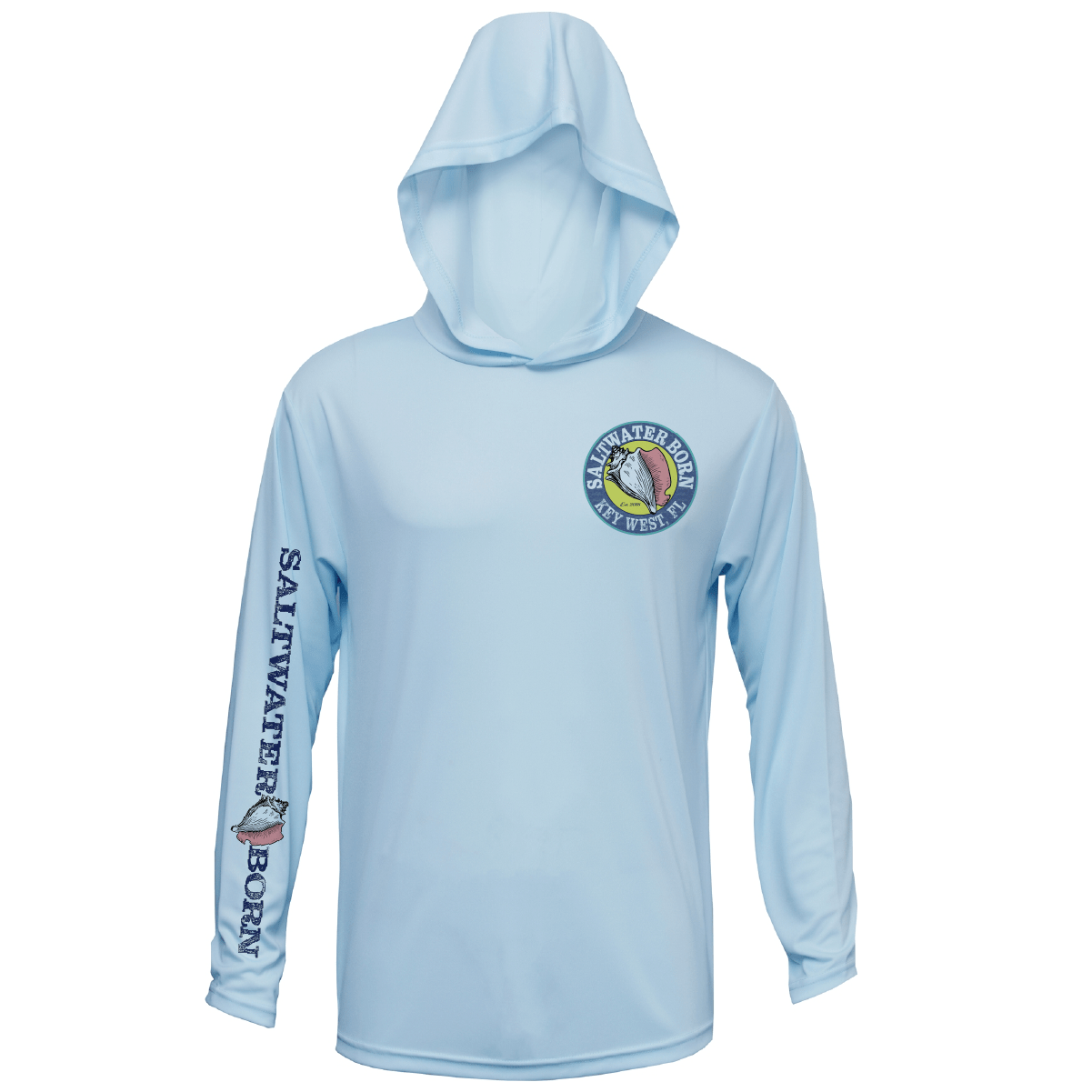 Saltwater Born UPF 50+ Hoodies Key West, FL Action Mahi Long Sleeve UPF 50+ Dry-Fit Hoodie