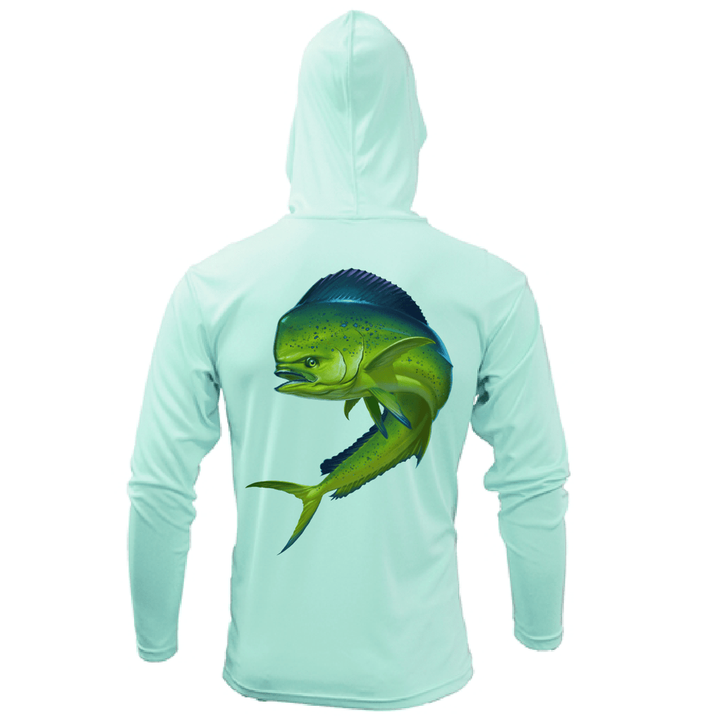 Saltwater Born UPF 50+ Hoodies Key West, FL Action Mahi Long Sleeve UPF 50+ Dry-Fit Hoodie