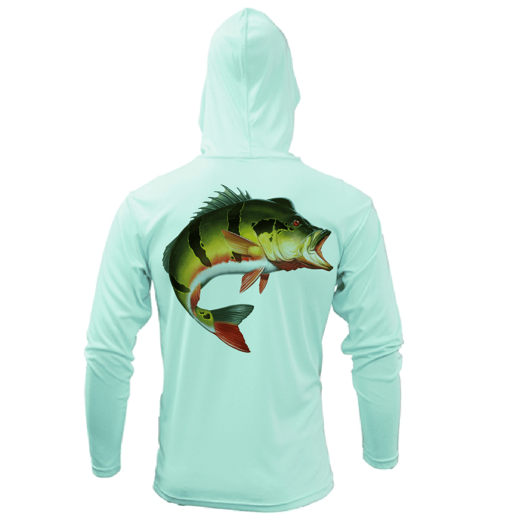 Saltwater Born UPF 50+ Hoodies Miami, FL Freshwater Born Peacock Bass Men's Long Sleeve UPF 50+ Dry-Fit Hoodie