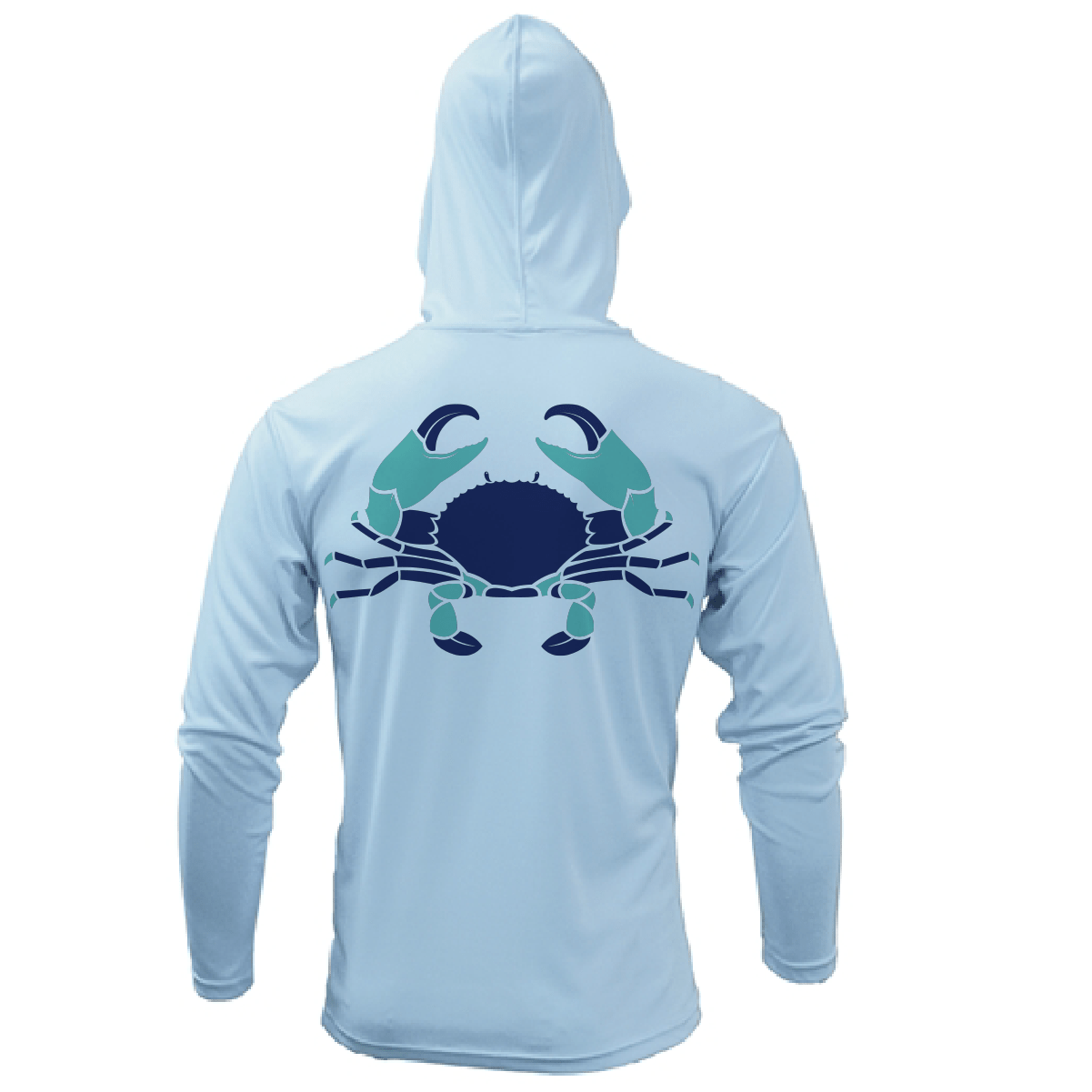 Saltwater Born UPF 50+ Hoodies S / ICE BLUE Key West, FL Stone Crab Long Sleeve UPF 50+ Dry-Fit Hoodie
