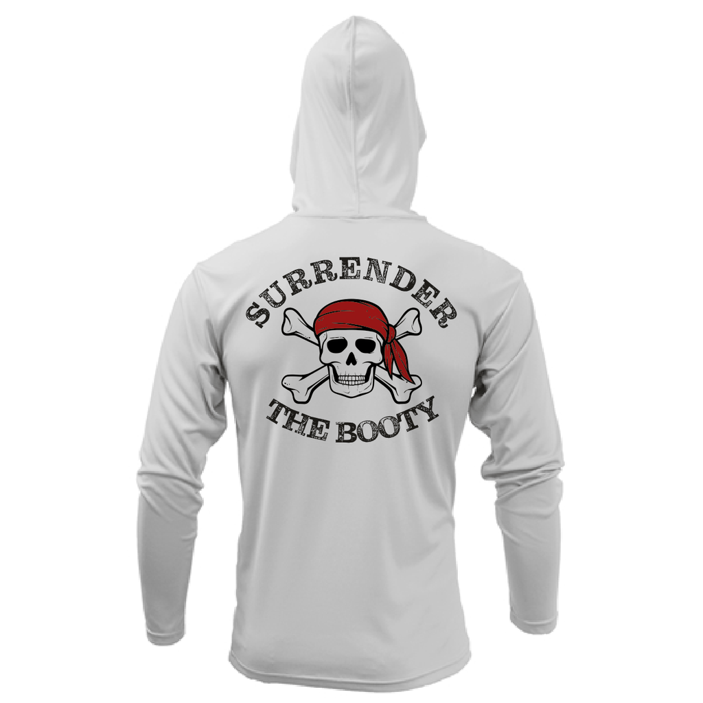 Saltwater Born UPF 50+ Hoodies S / SILVER Florida Freshwater Born "Surrender The Booty" Men's Long Sleeve UPF 50+ Dry-Fit Hoodie