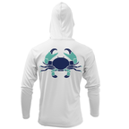 Saltwater Born UPF 50+ Hoodies S / WHITE Key West, FL Stone Crab Long Sleeve UPF 50+ Dry-Fit Hoodie