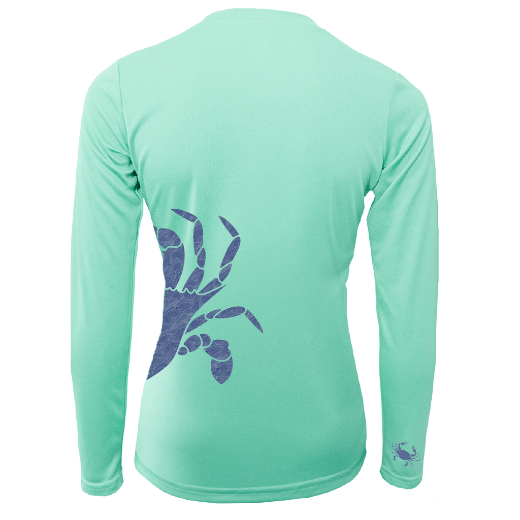 Saltwater Born UPF 50+ Long Sleeve Blue Crab Wrap Women's Long Sleeve UPF 50+ Dry-Fit Shirt