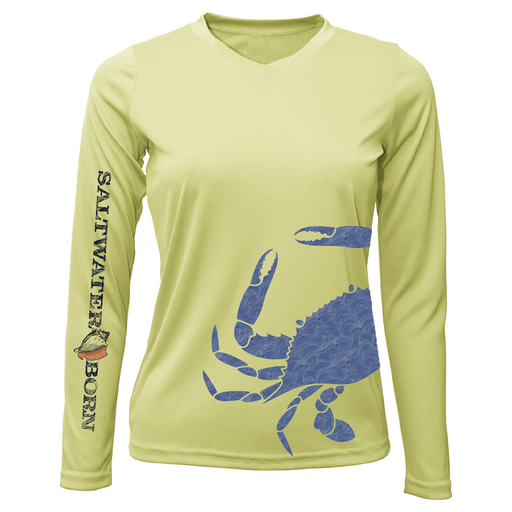 Saltwater Born UPF 50+ Long Sleeve Blue Crab Wrap Women's Long Sleeve UPF 50+ Dry-Fit Shirt